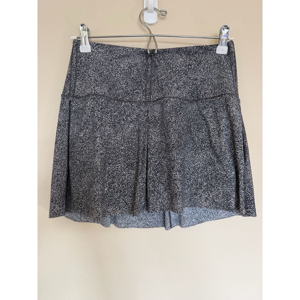 Lululemon Pace Rival Skirt Women 4 Black White Speckled Pleated Tennis Skort